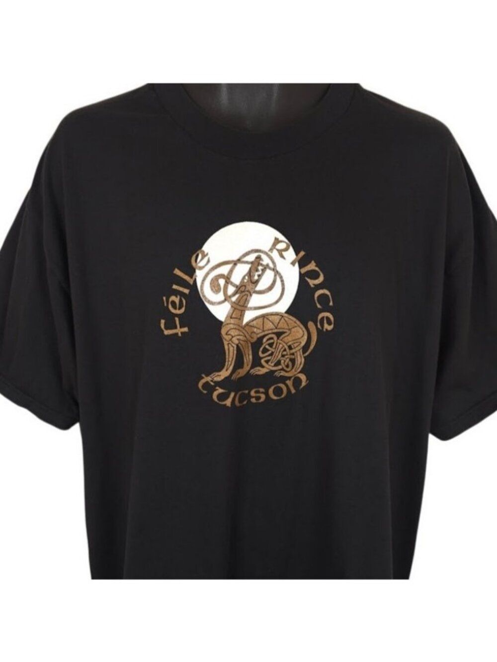 Vintage Feile Rince Tucson T Shirt Mens Size XL Black 90s Irish Dance Comp